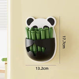 Cute Panda Wall-Mounted Storage Organizer Self-Adhesive Multi-Purpose Hanging Storage Pocket