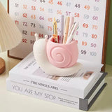 Cute Snail Pen Holder Organizer Pastel Desk Storage Container for Stationery & Accessories