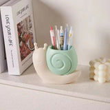 Cute Snail Pen Holder Organizer Pastel Desk Storage Container for Stationery & Accessories