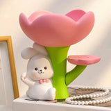 Cute Bunny Flower Jewelry Tray Decorative Desktop Organizer for Accessories & Small Essentials