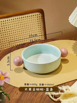 Cute Ear Handle Ceramic Pet Bowl Pastel Raised Food & Water Bowl