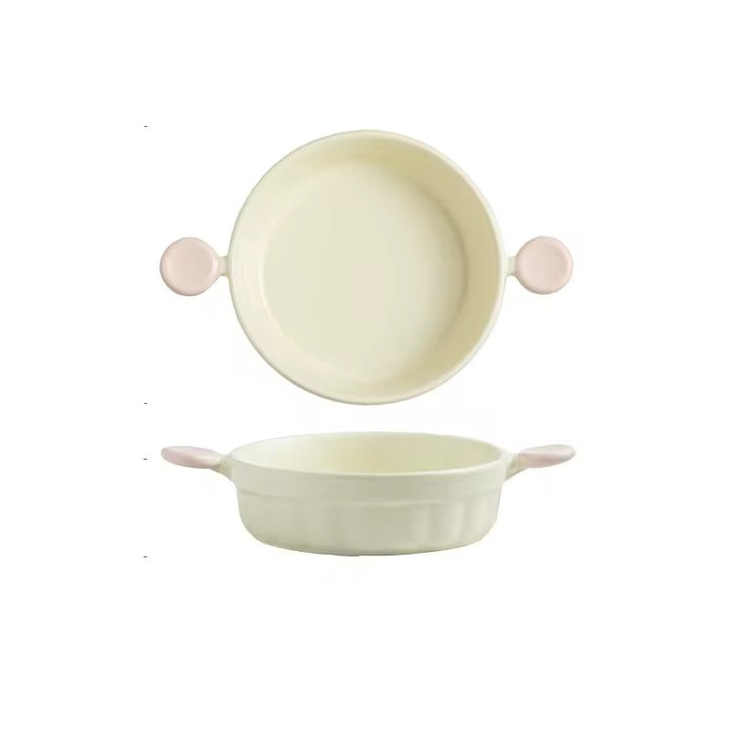 Pastel Ceramic Baking Dish with Handles Cute Oven-to-Table Serving & Casserole Tray