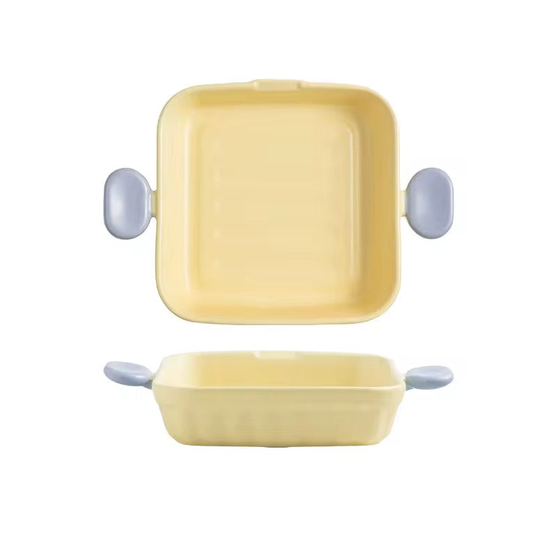 Pastel Ceramic Baking Dish with Handles Cute Oven-to-Table Serving & Casserole Tray