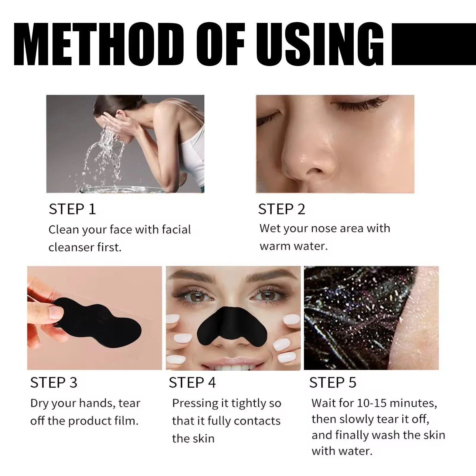 Charcoal Blackhead Remover Nose Strips Deep Cleansing Pore Purifying Nose Patches (10 PCS)