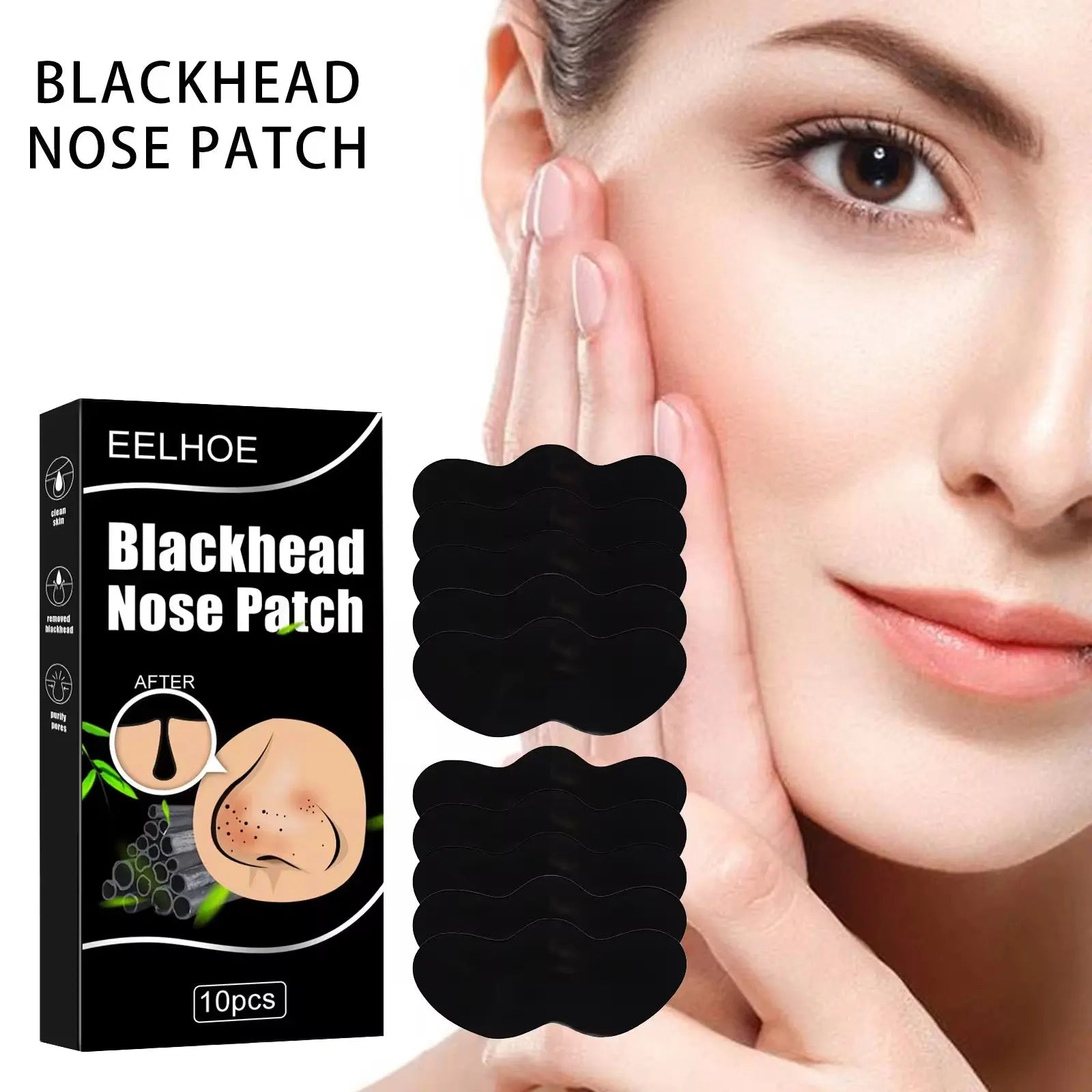 Charcoal Blackhead Remover Nose Strips Deep Cleansing Pore Purifying Nose Patches (10 PCS)