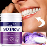Rozino 9D Snow Purple Teeth Whitening Powder Deep Cleaning Tooth Powder for Fresh Breath & Brighter Smile (80g)