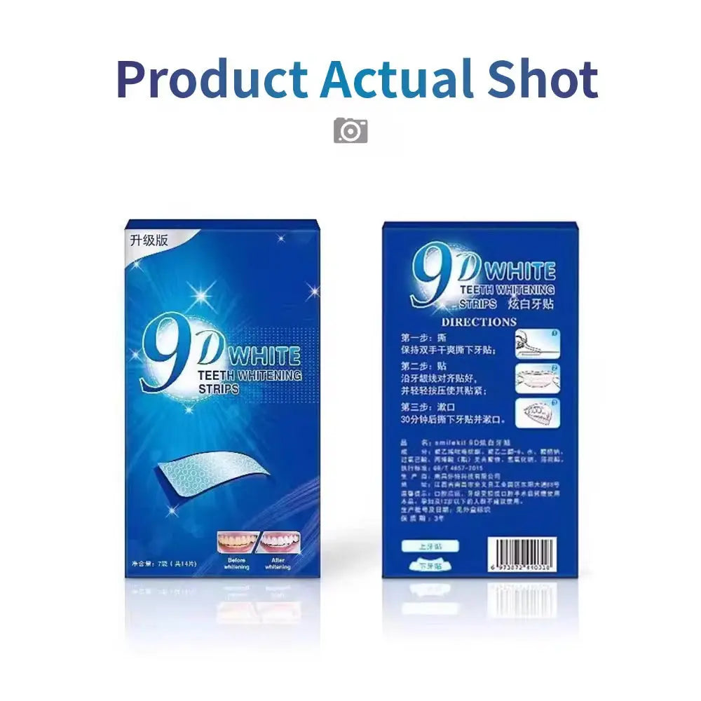 9D White Teeth Whitening Strips Professional Whitening Strips for Brighter Teeth (14 Strips / 7 Treatments)