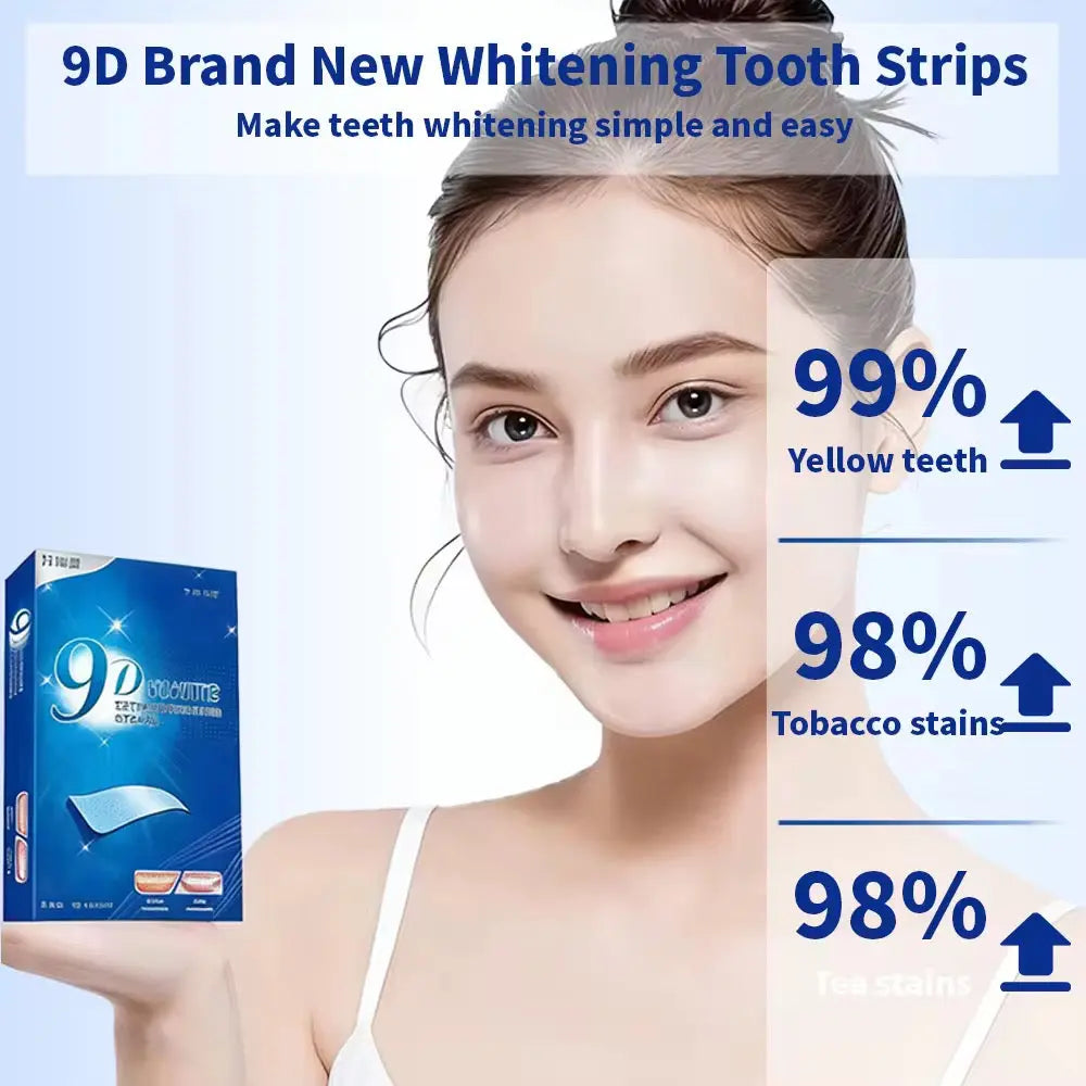 9D White Teeth Whitening Strips Professional Whitening Strips for Brighter Teeth (14 Strips / 7 Treatments)
