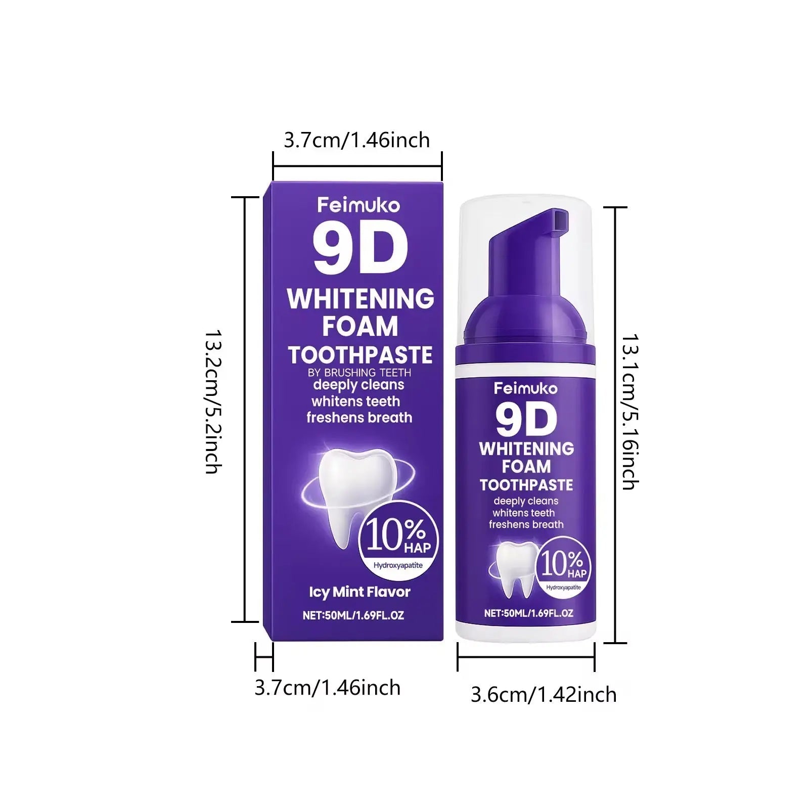 9D Whitening Foam Toothpaste Deep Cleansing Whitening Mousse Toothpaste (50ml)