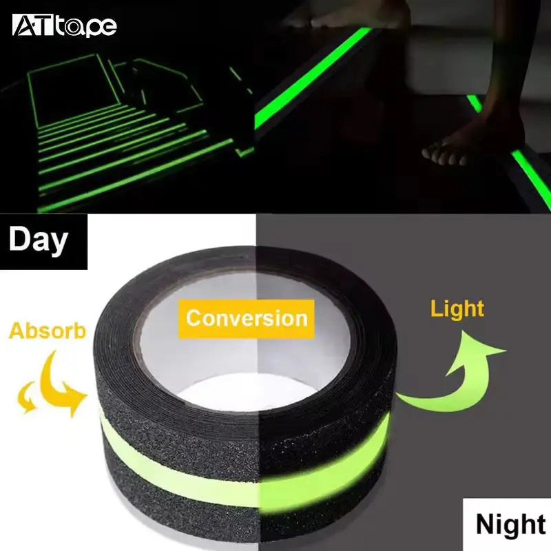 Glow-in-the-Dark Anti-Slip Safety Tape Waterproof Non-Skid Grip Tape for Stairs, Floors & Bathrooms