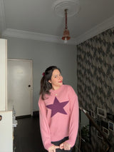 Stars Pattern Knitted Sweater Women Winter O-Neck Casual Pullover