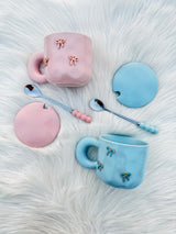Bow Charm Ceramic Mug Set with Lid & Spoon