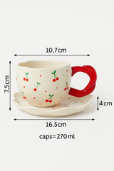 Patterned Ceramic Cup & Scalloped Saucer Set