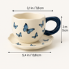 Patterned Ceramic Cup & Scalloped Saucer Set