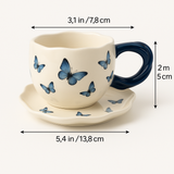 Patterned Ceramic Cup & Scalloped Saucer Set
