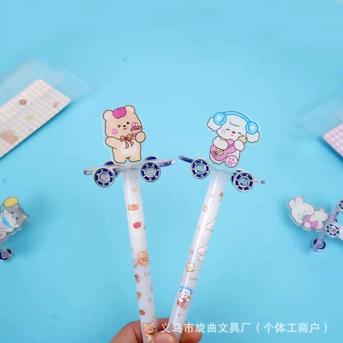 Cute Animal Spinner Gel Pen 0.5mm Black Ink Kawaii Fidget Pen