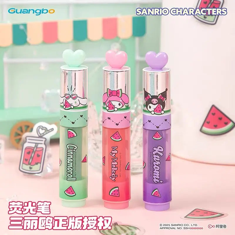 3 Color Fluorescent Highlighter Set Cute Heart Cap Marker Pens for School & Journaling