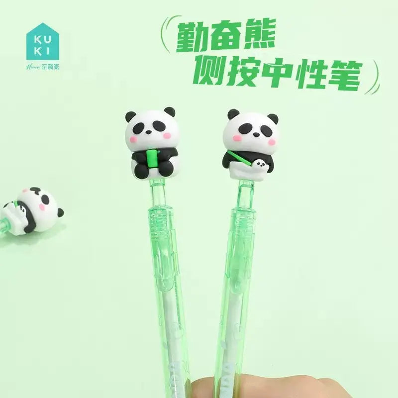 Cute Panda Retractable Gel Pen 0.5mm Black Ink Kawaii Writing Pen