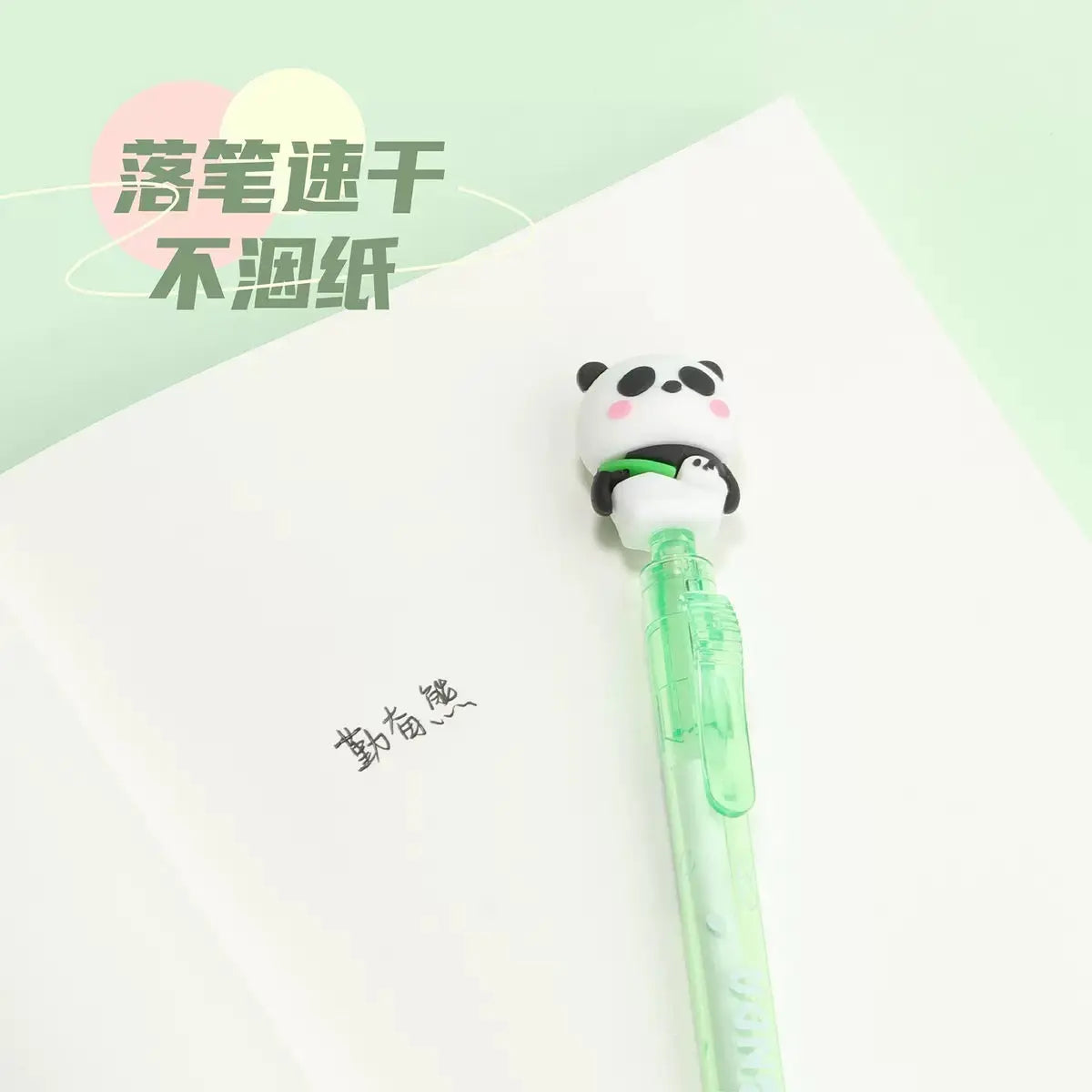 Cute Panda Retractable Gel Pen 0.5mm Black Ink Kawaii Writing Pen