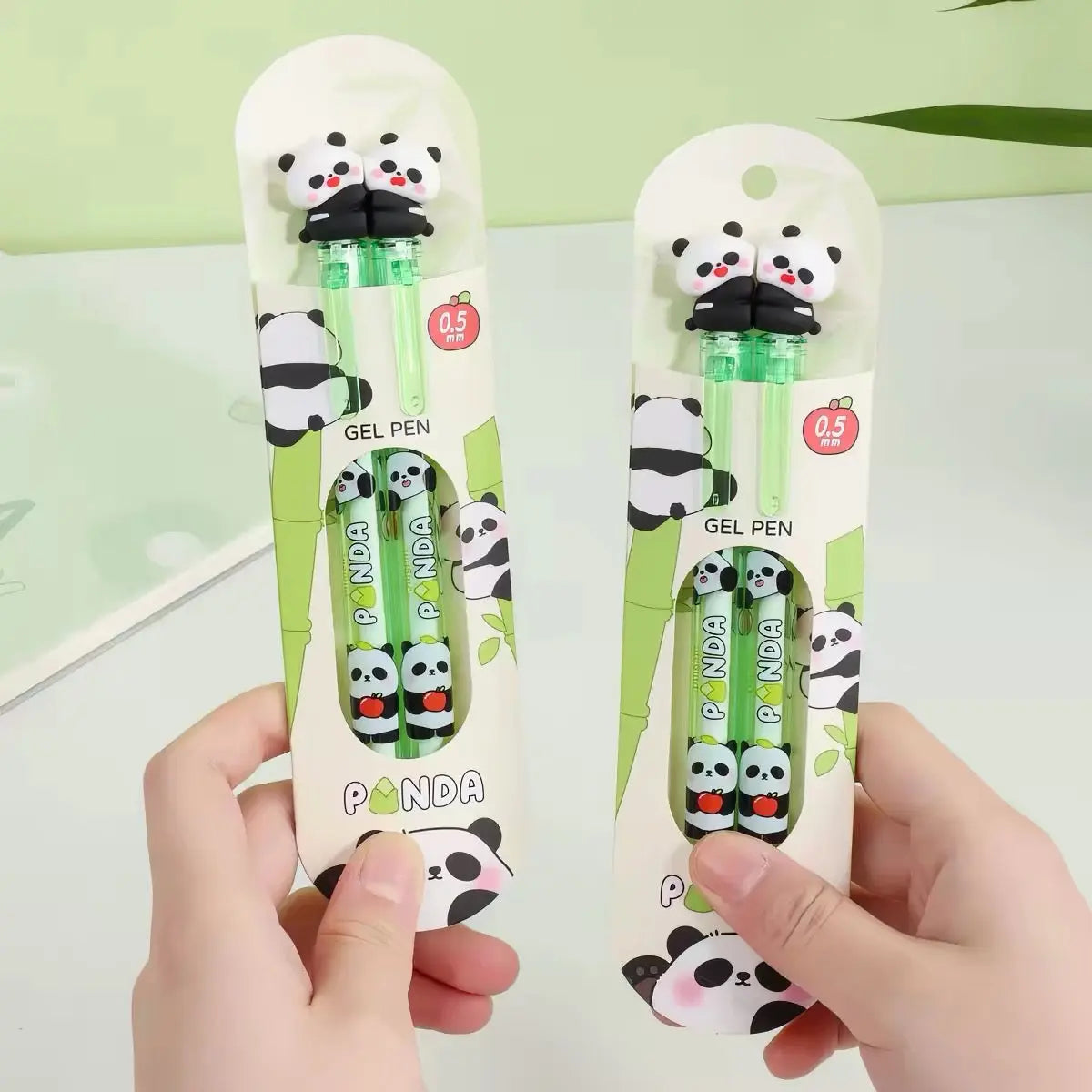 Cute Panda Gel Pen Set 0.5mm Black Ink Kawaii Cartoon Writing Pens (2-Pack)