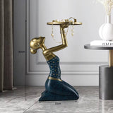 Elegant Lady Sculpture Side Table Artistic Resin Design