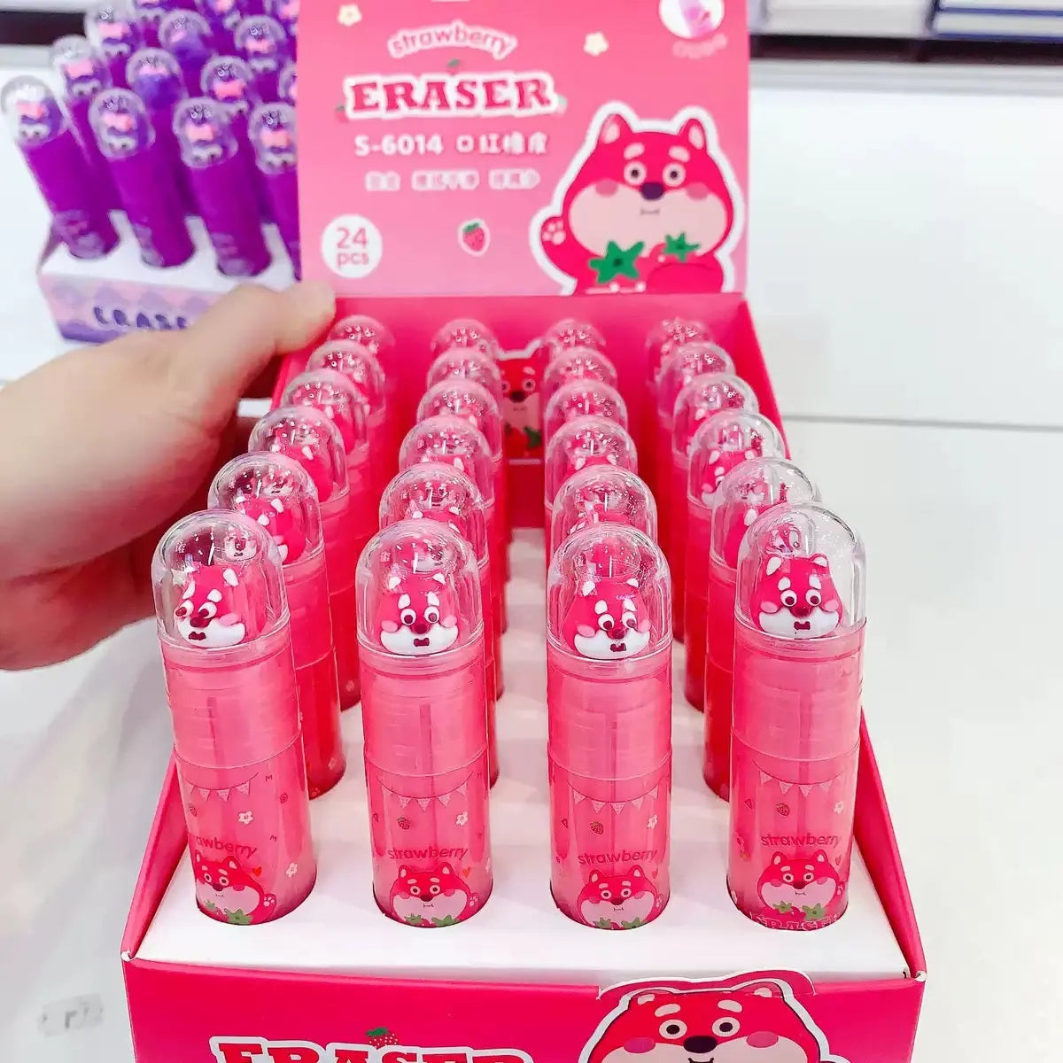 Cute Lipstick Style Sliding Eraser Kawaii Push-Up Eraser for School & Office