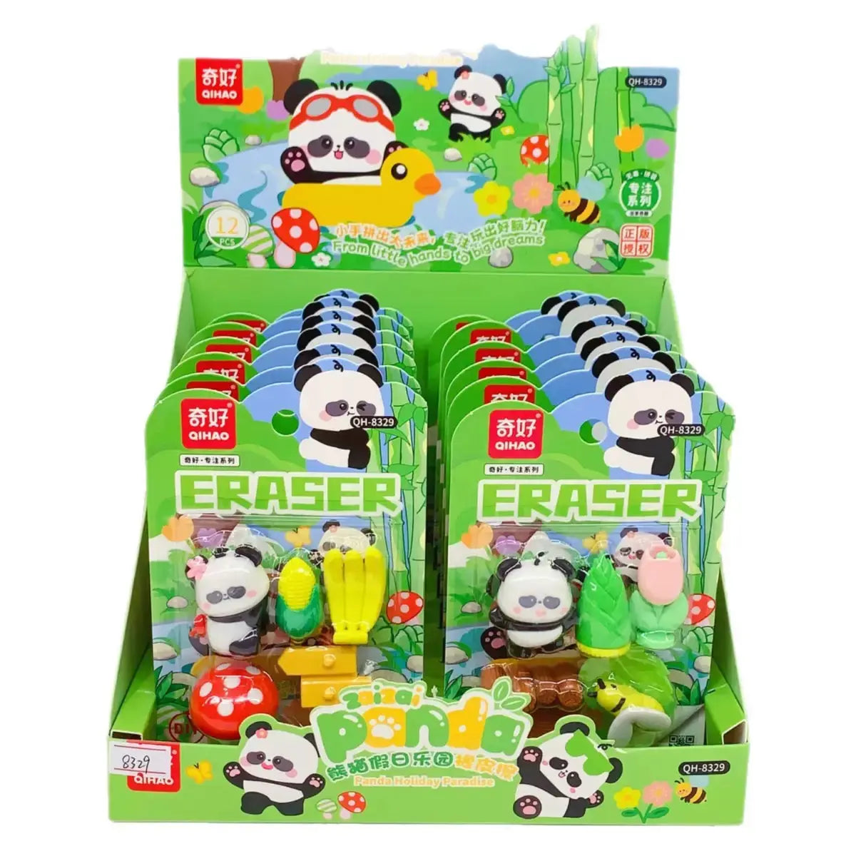 DIY Panda Holiday Paradise 3D Puzzle Eraser Set Cute Collectible School Erasers
