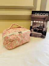 Quilted Floral Travel Cosmetic Bag Multi Pattern Makeup & Toiletry Organizer