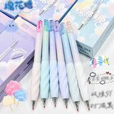 Cotton Candy Gel Pen Set Twisted Pastel Aesthetic 0.5mm Black Ink Pens for School & Journaling