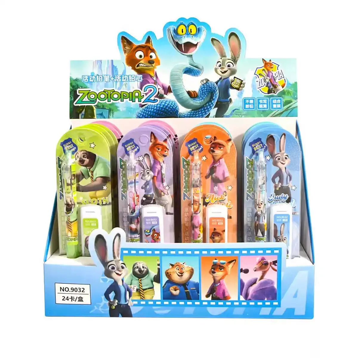 Zootopia Inspired 0.5mm Mechanical Pencil Set with Eraser & Lead Refills Cute Cartoon Stationery for Kids & Students