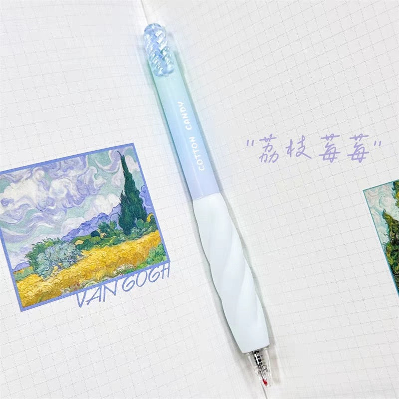 Cotton Candy Gel Pen Set Twisted Pastel Aesthetic 0.5mm Black Ink Pens for School & Journaling