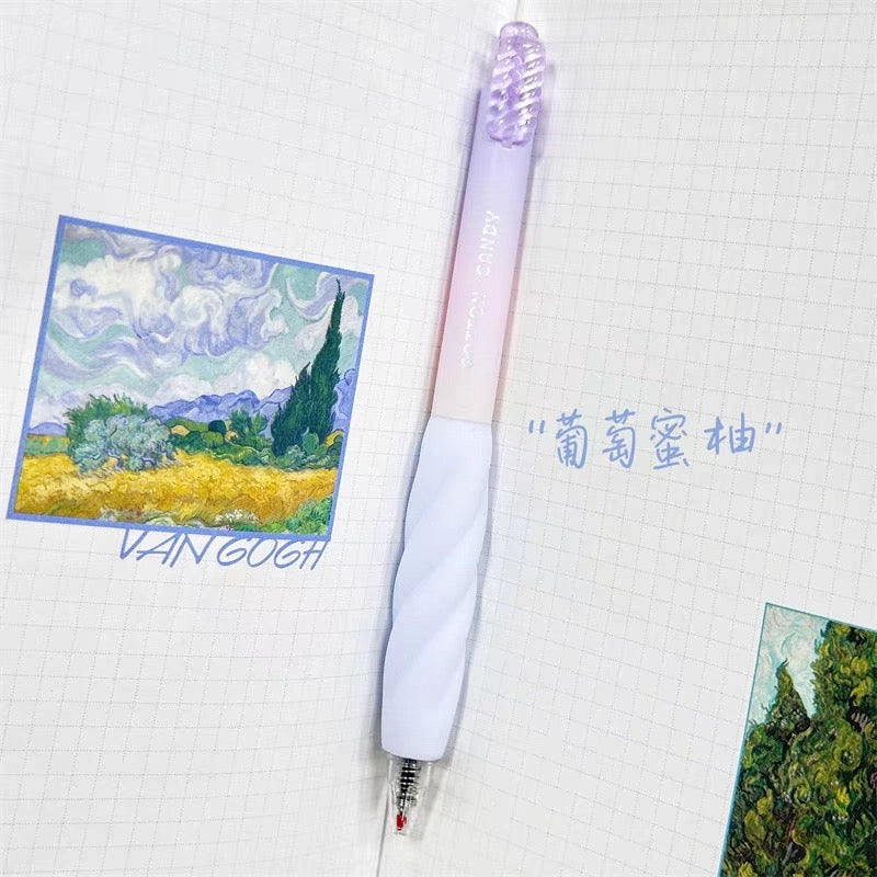 Cotton Candy Gel Pen Set Twisted Pastel Aesthetic 0.5mm Black Ink Pens for School & Journaling