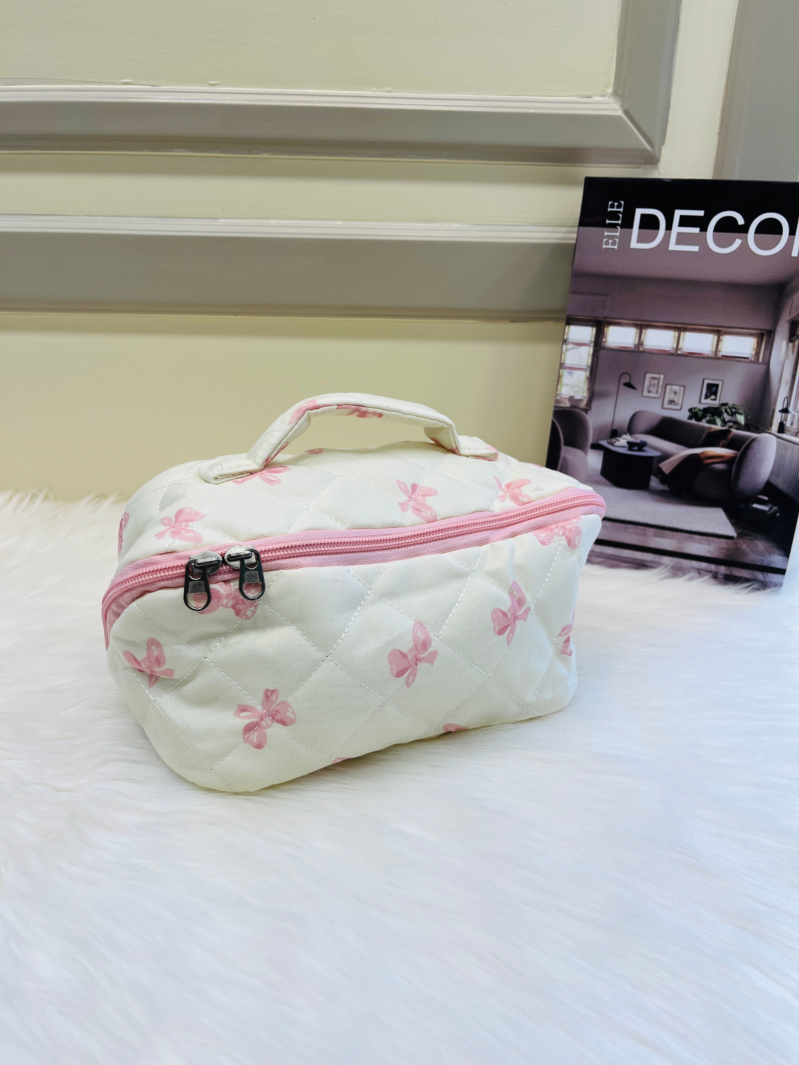 Quilted Floral Travel Cosmetic Bag Multi Pattern Makeup & Toiletry Organizer