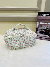 Quilted Floral Travel Cosmetic Bag Multi Pattern Makeup & Toiletry Organizer