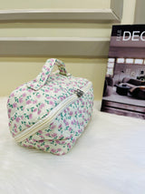 Quilted Floral Travel Cosmetic Bag Multi Pattern Makeup & Toiletry Organizer