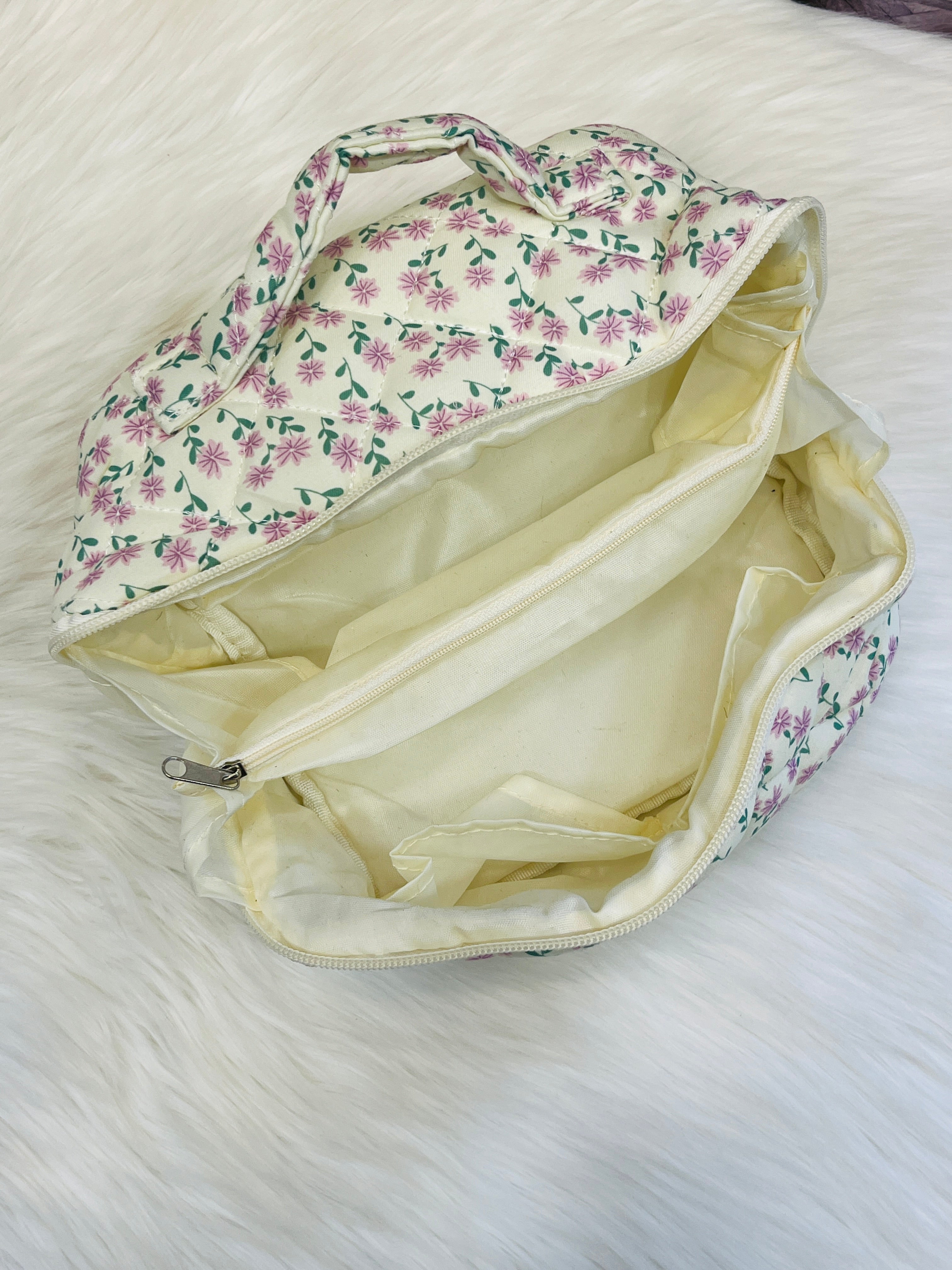 Quilted Floral Travel Cosmetic Bag Multi Pattern Makeup & Toiletry Organizer