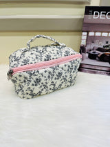 Quilted Floral Travel Cosmetic Bag Multi Pattern Makeup & Toiletry Organizer