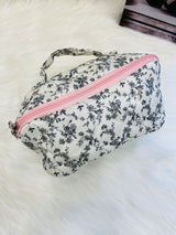 Quilted Floral Travel Cosmetic Bag Multi Pattern Makeup & Toiletry Organizer