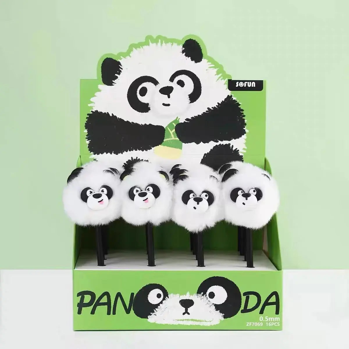 Cute Fluffy Panda Gel Pen 0.5mm Black Ink Kawaii Plush Writing Pen