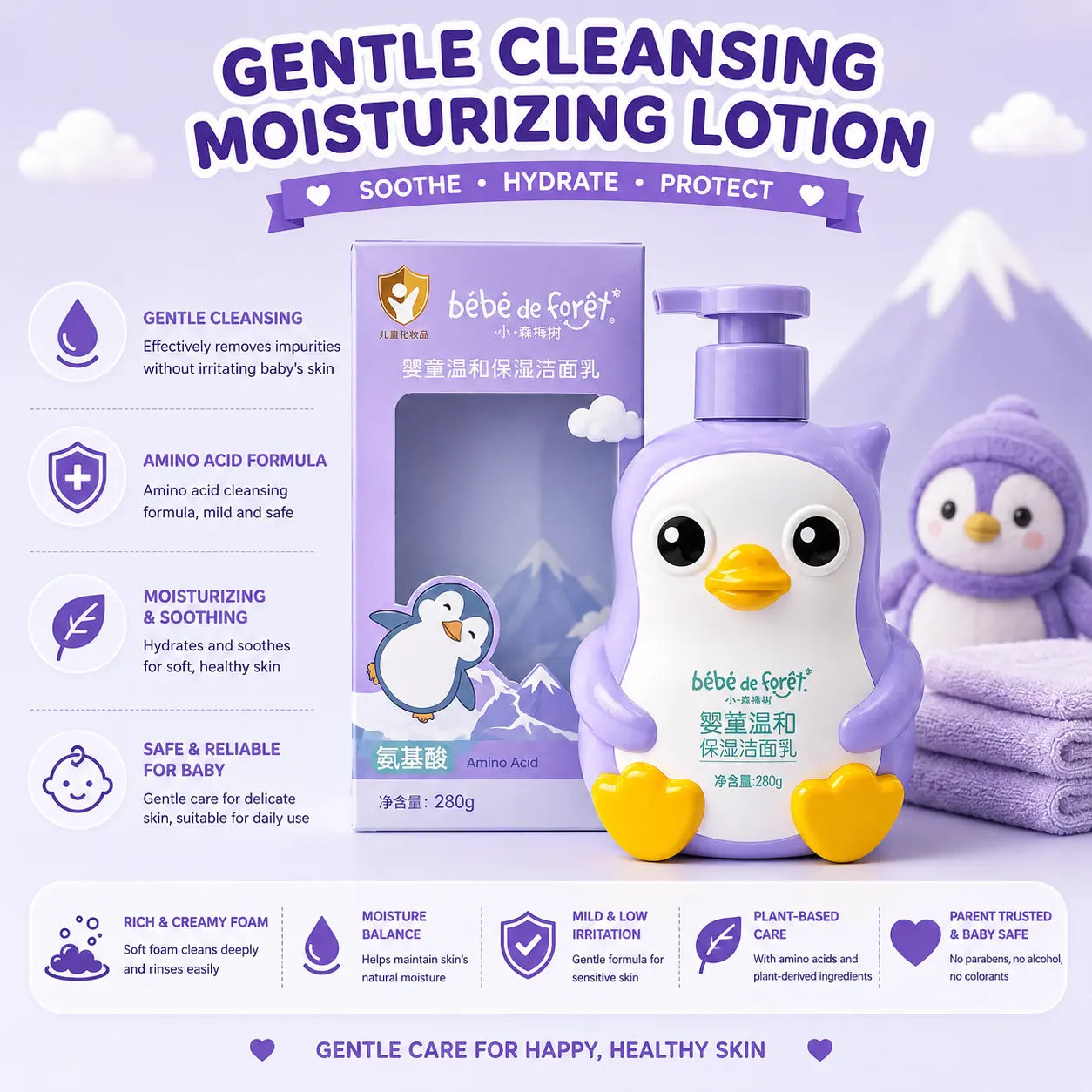 Kids Gentle Cleansing Moisturising Lotion Face & Body Cleanser for Delicate Skin (280g)