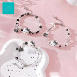 Black Bow Charm Bracelet Adjustable Beaded Bracelet