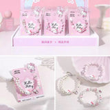 Cute Kitty Pearl Beaded Bracelet Kawaii Adjustable Charm Bracelet for Girls