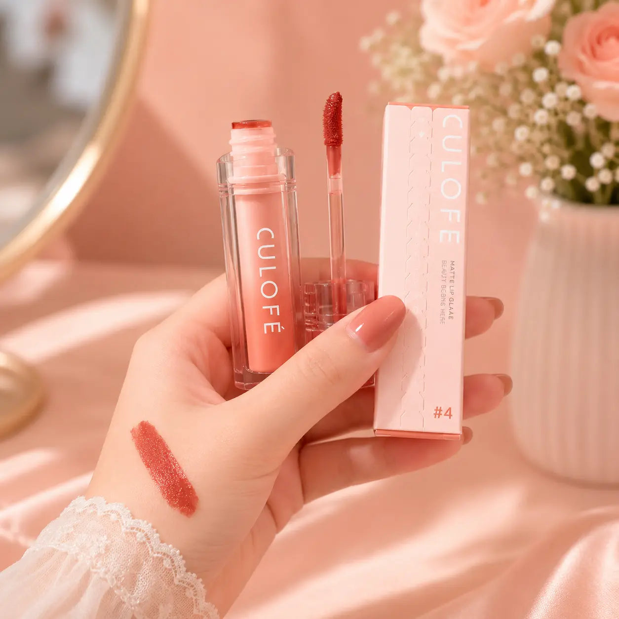 Matte Lip Glaze Velvet Long Lasting Liquid Lipstick (4 Shades)
