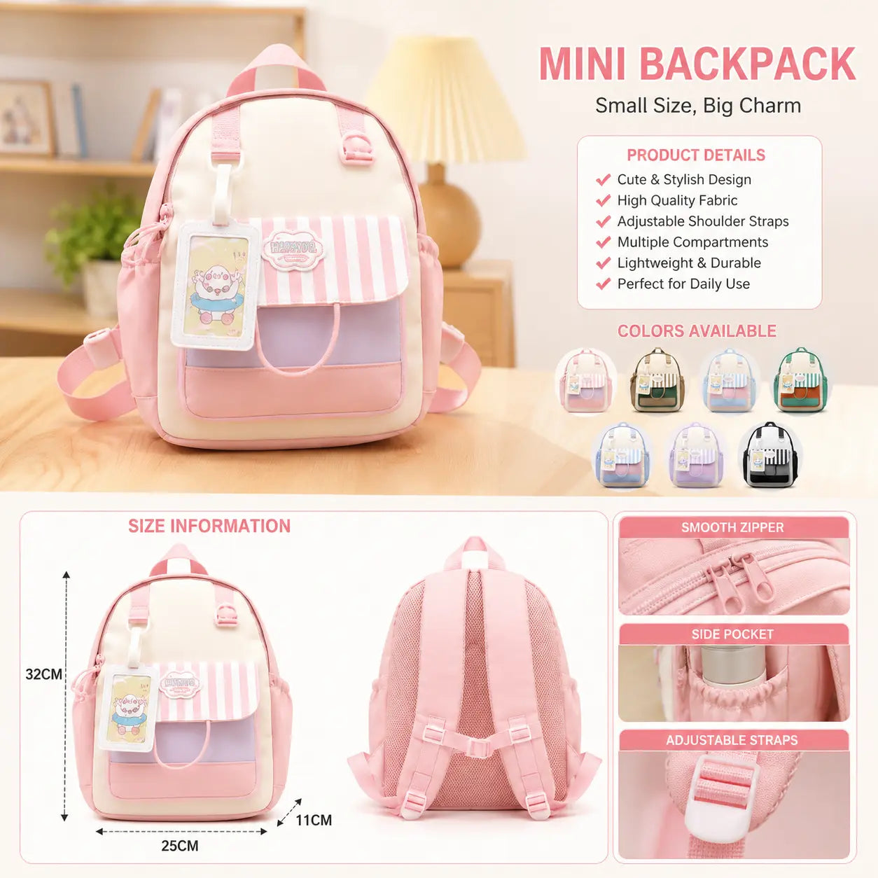 Mini Kids Backpack Cute School Bag for Girls & Boys Lightweight Travel Backpack