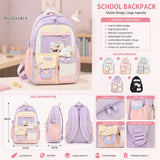 Large Capacity School Backpack for Girls Cute Pastel School Bag
