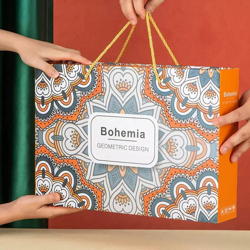 Bohemian Ceramic Bowl Set with Gift Box 4/6 Piece Random Pattern Bowls without Chopsticks