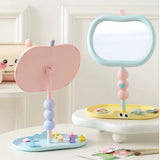 Cute Apple Shape Vanity Mirror with Jewelry Storage Tray Pastel Desktop Makeup Mirror
