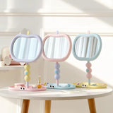 Cute Apple Shape Vanity Mirror with Jewelry Storage Tray Pastel Desktop Makeup Mirror