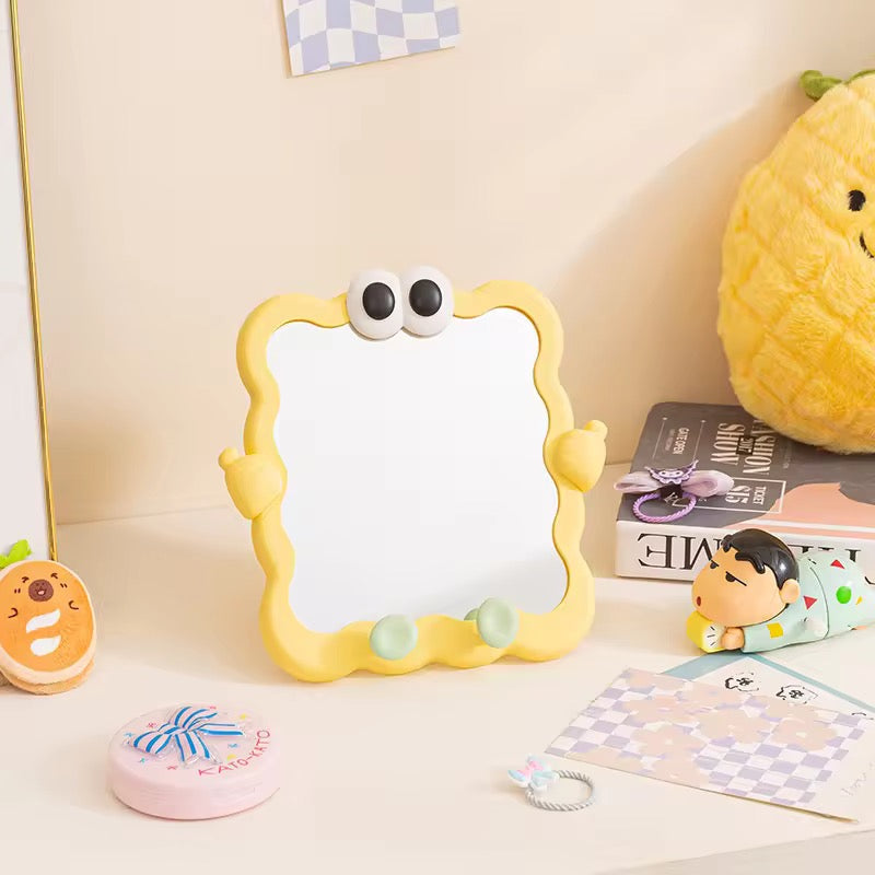 Cute Cartoon Wall Mounted Makeup Mirror with Phone Stand Multifunction Vanity Mirror