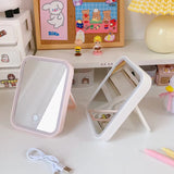Rechargeable LED Vanity Makeup Mirror Touch Control 3 Color Light Mirror with Wall Mount